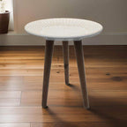 Mesa De Centro Redonda Blanca Mesa Lateral Auxiliar Living - Fliperex