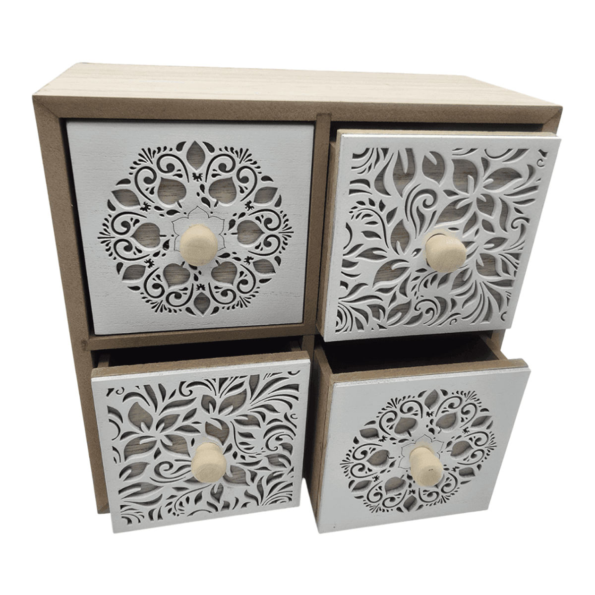 Caja Organizadora Multiuso Joyero Diseño 4 Cajones Blanco - Fliperex