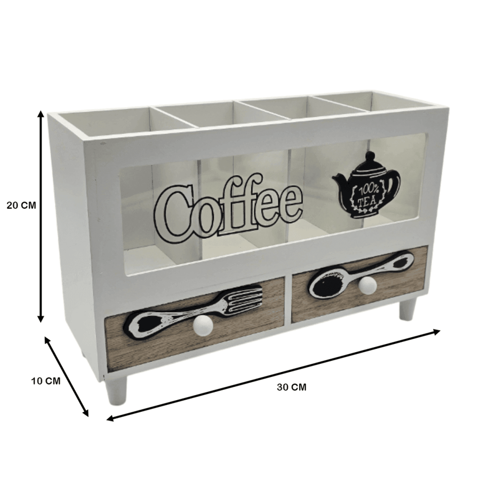 Caja De Te 4 Divisiones Con Cajones Estacion De Café Oficina - Fliperex