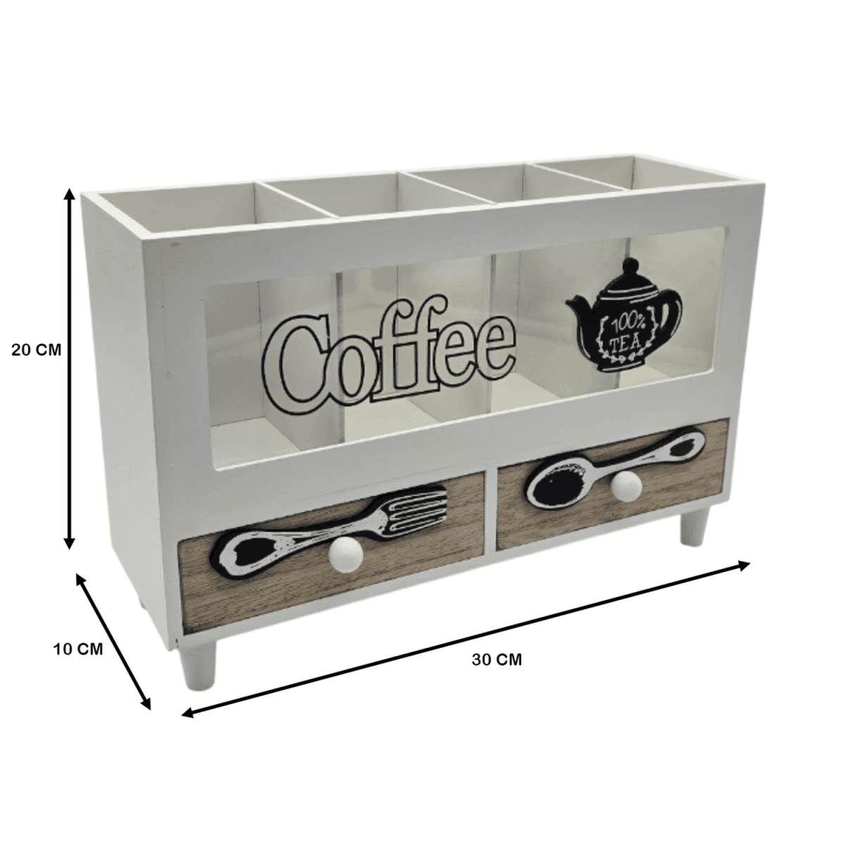 Caja De Te 4 Divisiones Con Cajones Estacion De Café Oficina - Fliperex