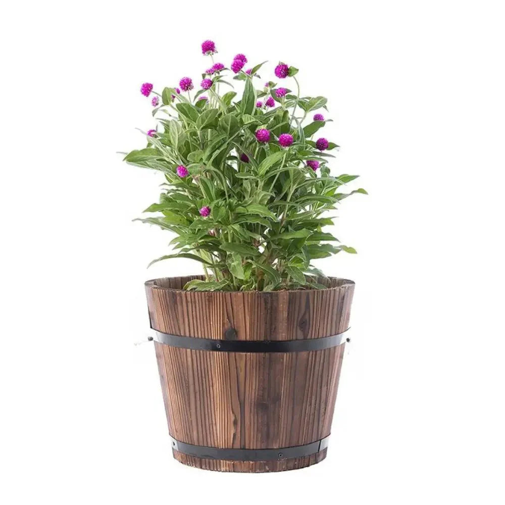 Macetero De Madera Tipo Barril Para Jardin Terraza Planta S