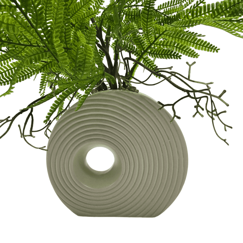 Planta Artificial Helecho Decorativa Macetero De Ceramica - Fliperex