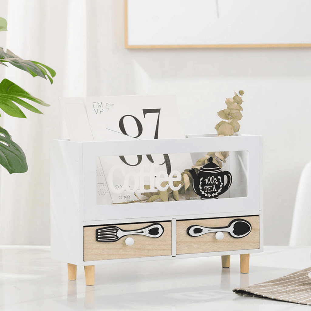 Caja De Te 4 Divisiones Con Cajones Estacion De Café Oficina - Fliperex