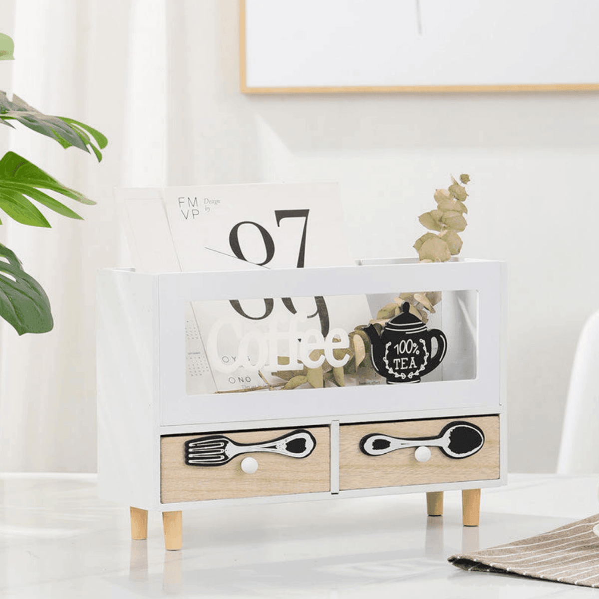 Caja De Te 4 Divisiones Con Cajones Estacion De Café Oficina - Fliperex