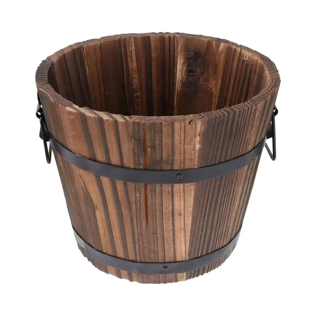 Macetero De Madera Tipo Barril Para Jardin Terraza Planta L