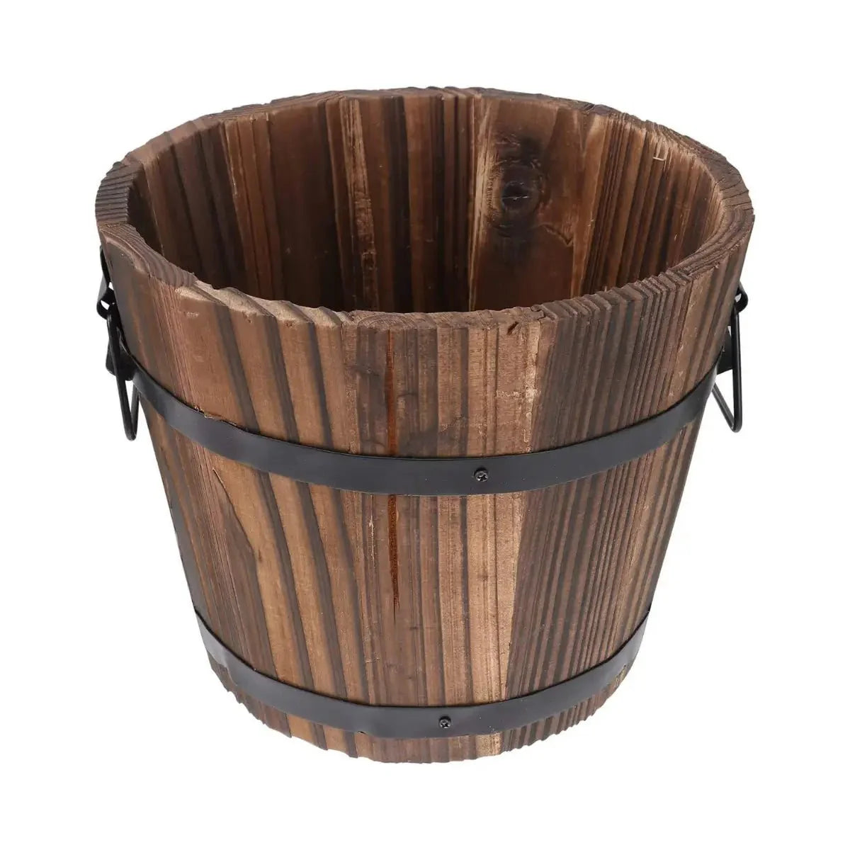Macetero De Madera Tipo Barril Para Jardin Terraza Planta L