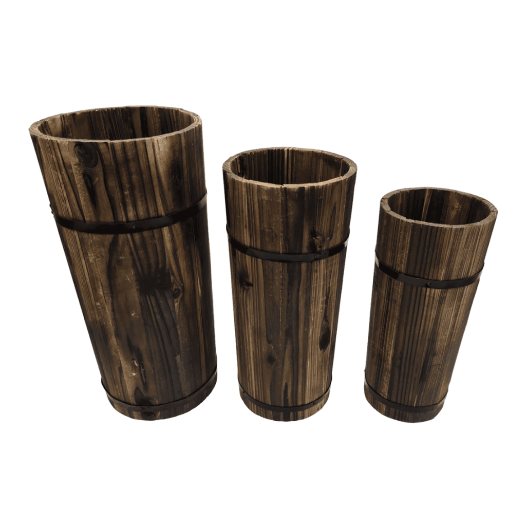Macetero De Madera Tipo Barril Largo Alto Jardin Terraza S - Fliperex