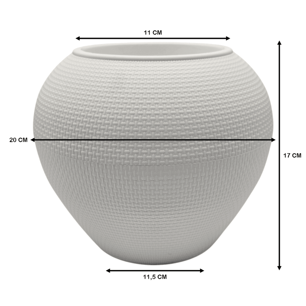 Macetero Plastico Redondo Ovalado Moderno Con Textura S - Fliperex