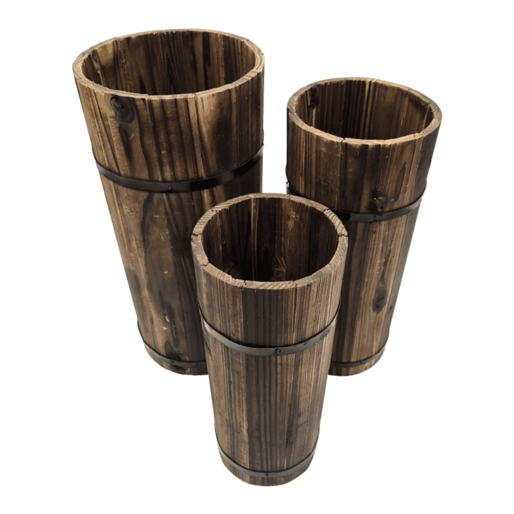 Macetero De Madera Tipo Barril Largo Alto Jardin Terraza S - Fliperex