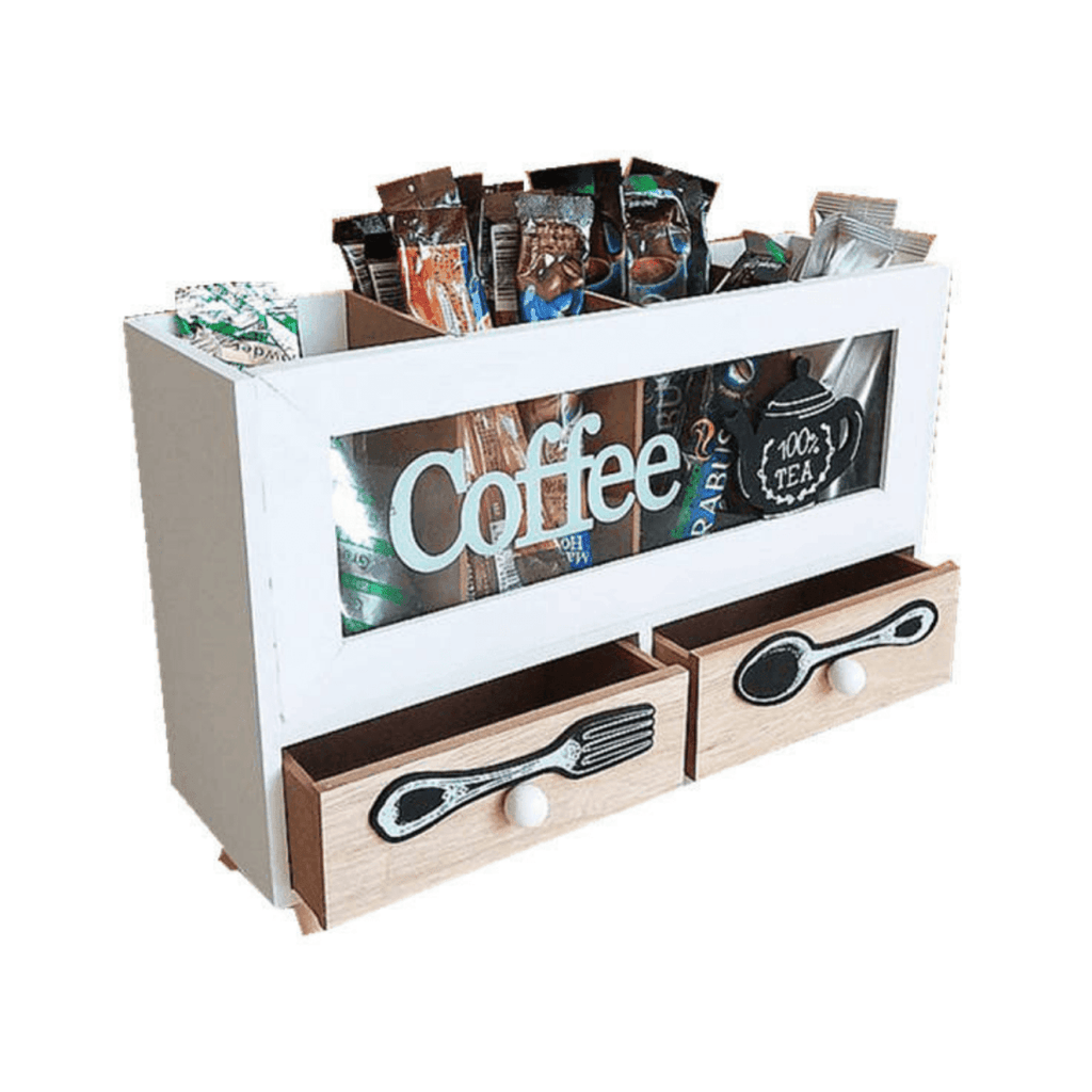 Caja De Te 4 Divisiones Con Cajones Estacion De Café Oficina - Fliperex