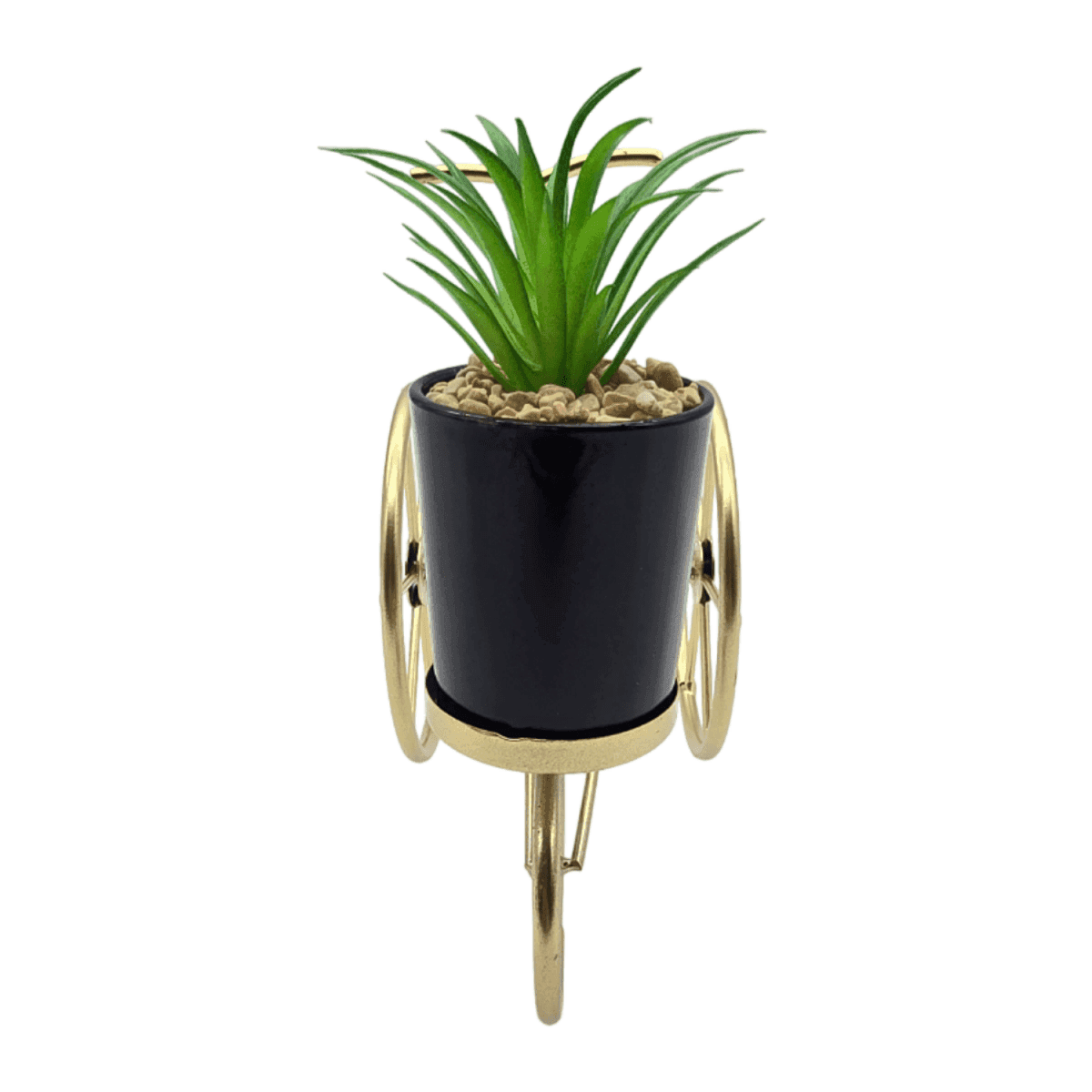 Figura Decorativa Bicicleta Metal Adorno Dorado Mini Planta - Fliperex