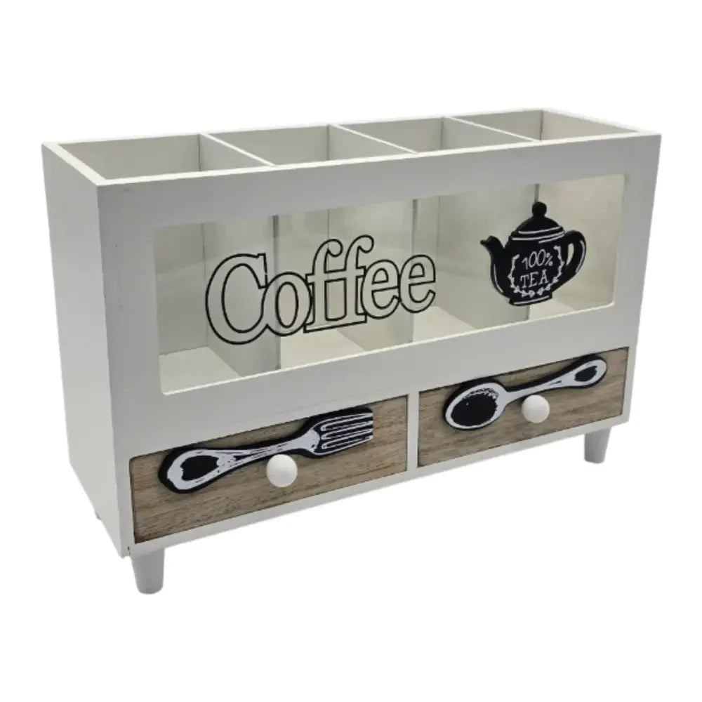 Caja De Te 4 Divisiones Con Cajones Estacion De Café Oficina - Fliperex