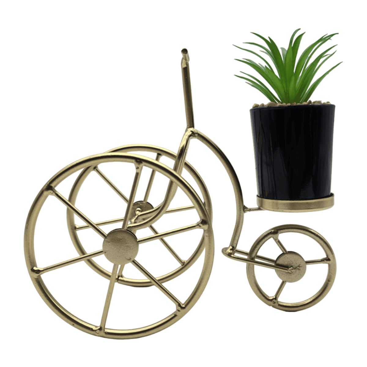 Figura Decorativa Bicicleta Metal Adorno Dorado Mini Planta - Fliperex