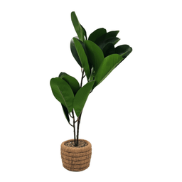 Planta Artificial Macetero De Cemento Naranjo Hojas Verdes - Fliperex