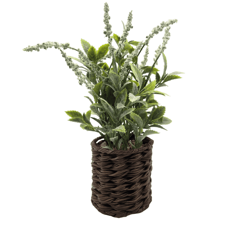 Planta Artificial Lavanda Decorativa Macetero De Rattan Deco - Fliperex
