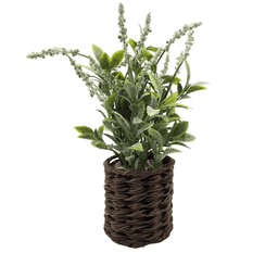 Planta Artificial Lavanda Decorativa Macetero De Rattan Deco - Fliperex