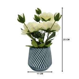 Planta Artificial Macetero a Rayas Con Rosas Decorativas - Fliperex