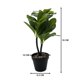 Planta Artificial Hoja Verde Deco Macetero Plastico Negro - Fliperex