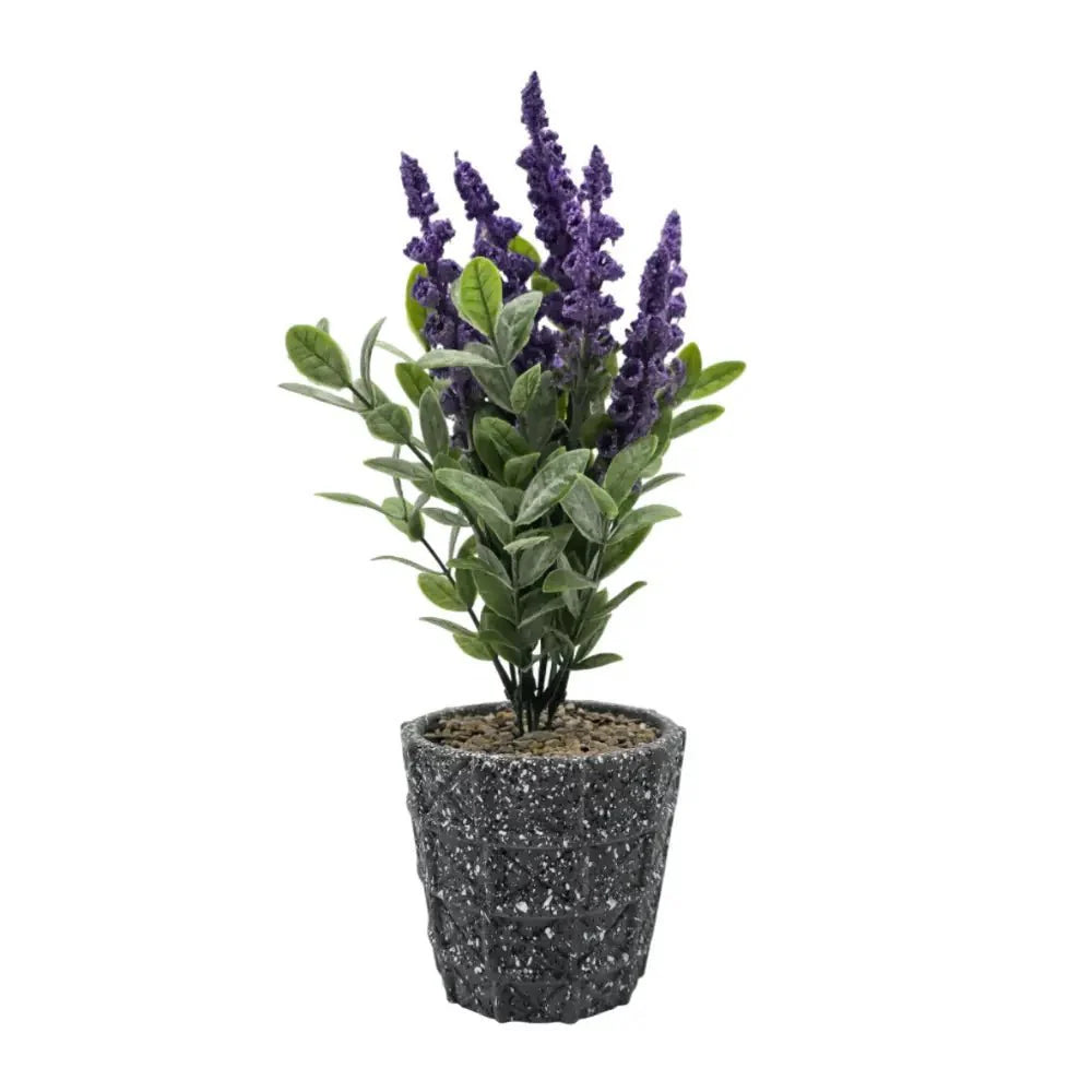 Planta Artificial Lavanda Macetero De Cemento Gris Diseño - Fliperex