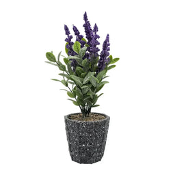 Planta Artificial Lavanda Macetero De Cemento Gris Diseño - Fliperex