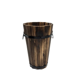 Macetero De Madera Tipo Barril Alargado Jardin Terraza S - Fliperex