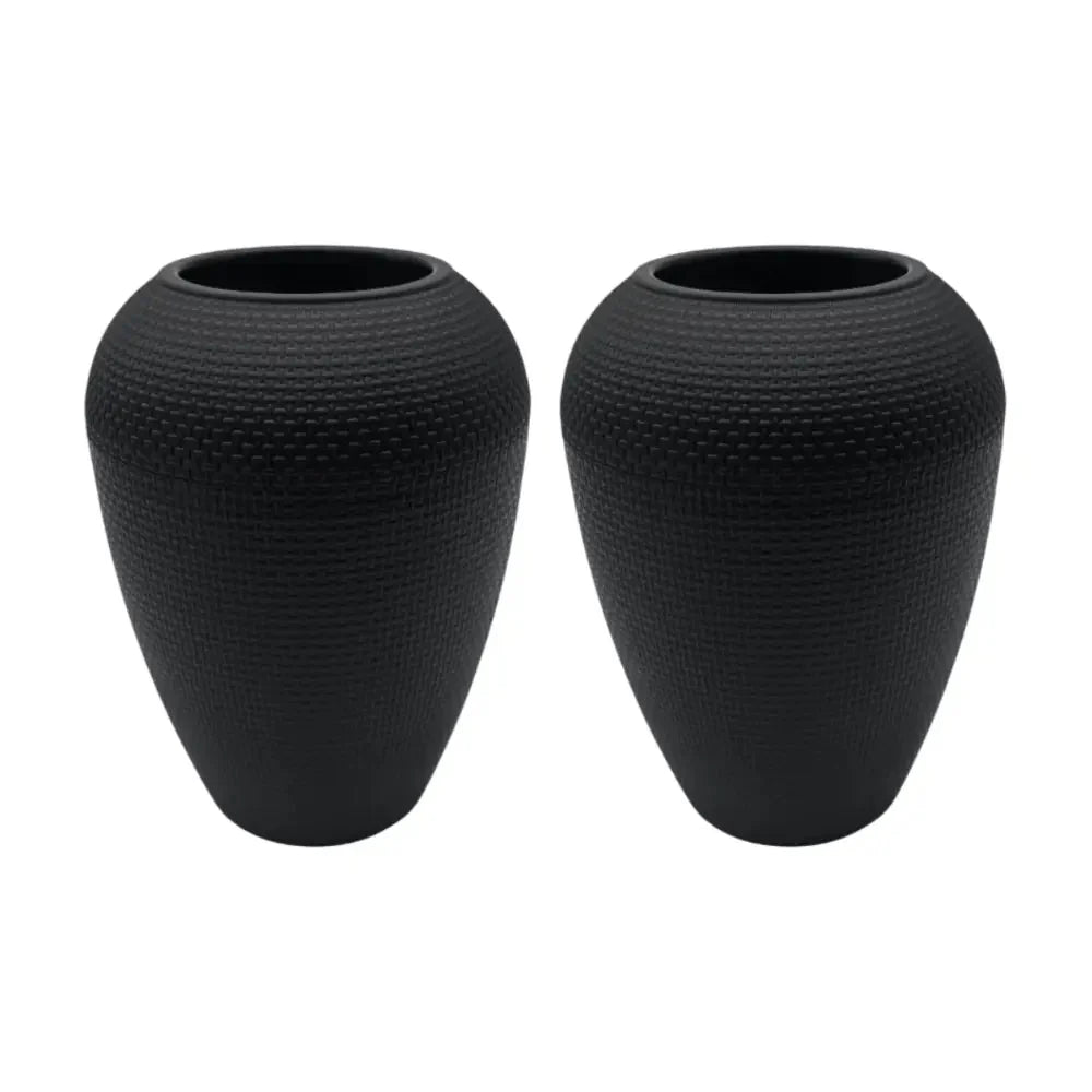 Set 2 Maceteros Plastico Redondo Ovalado Moderno Textura M - Fliperex