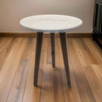 Mesa De Centro Redonda Blanca Mesa Lateral Auxiliar Living - Fliperex