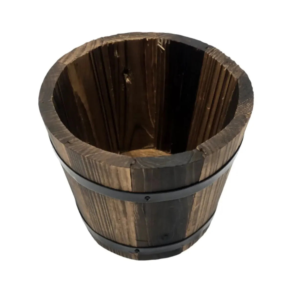 Macetero De Madera Tipo Barril Para Jardin Terraza Planta M