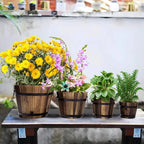 Macetero De Madera Tipo Barril Para Jardin Terraza Planta M