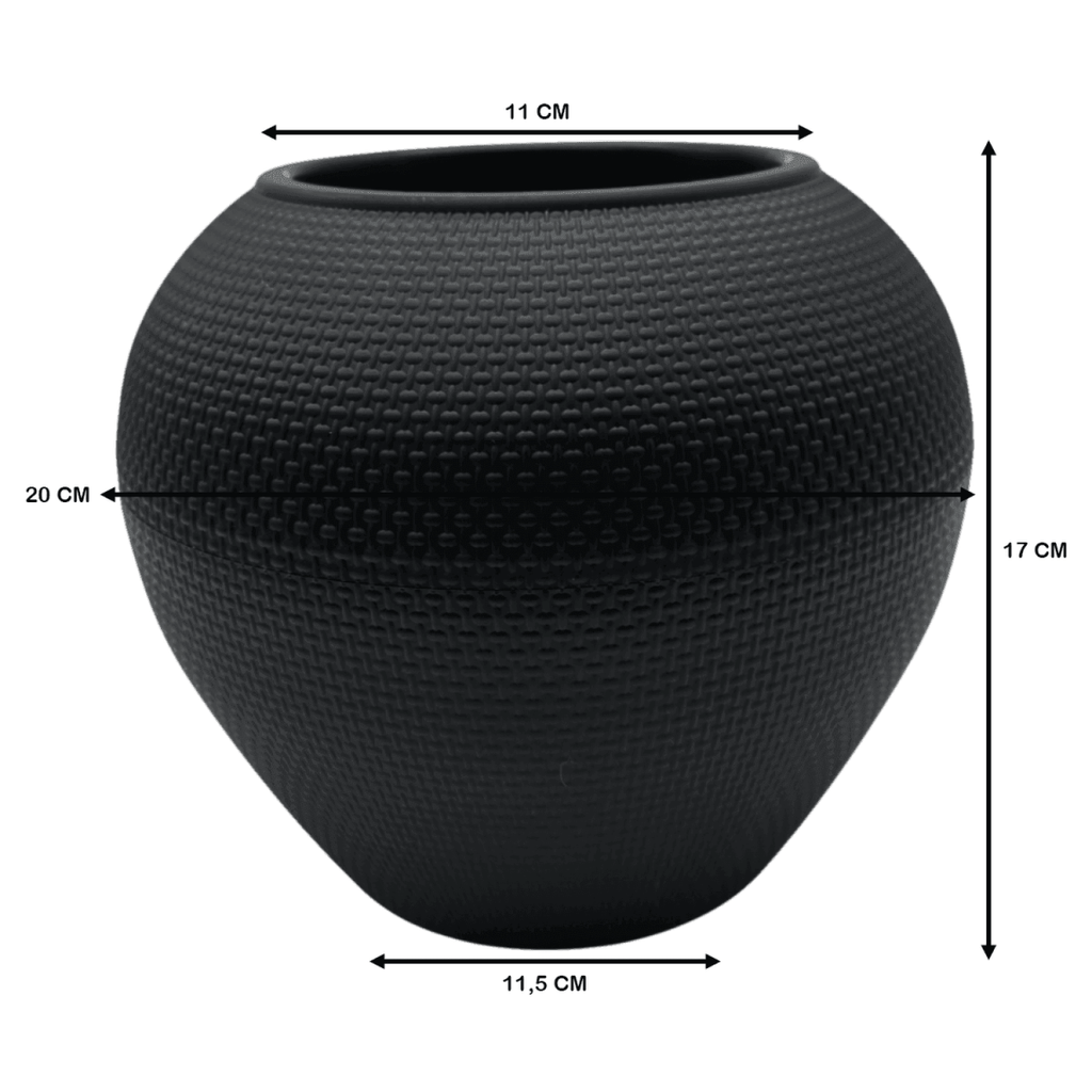 Macetero Plastico Redondo Ovalado Moderno Con Textura S - Fliperex