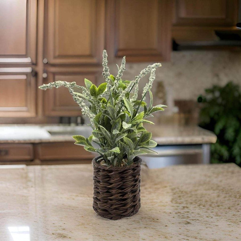 Planta Artificial Lavanda Decorativa Macetero De Rattan Deco - Fliperex