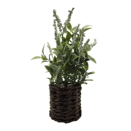 Planta Artificial Lavanda Decorativa Macetero De Rattan Deco - Fliperex