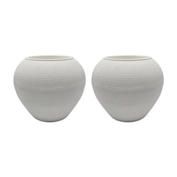 Set 2 Maceteros Plastico Redondo Ovalado Moderno Textura L - Fliperex