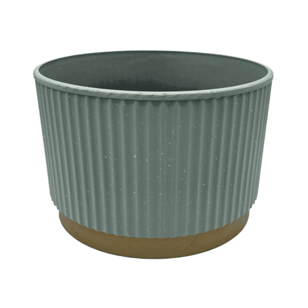 Macetero Plastico Redondo Bajo Premium Verde Base Dorado - Fliperex