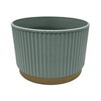 Macetero Plastico Redondo Bajo Premium Verde Base Dorado - Fliperex