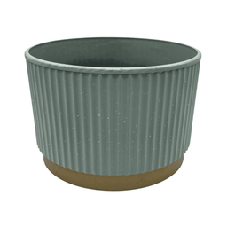 Macetero Plastico Redondo Bajo Premium Verde Base Dorado - Fliperex