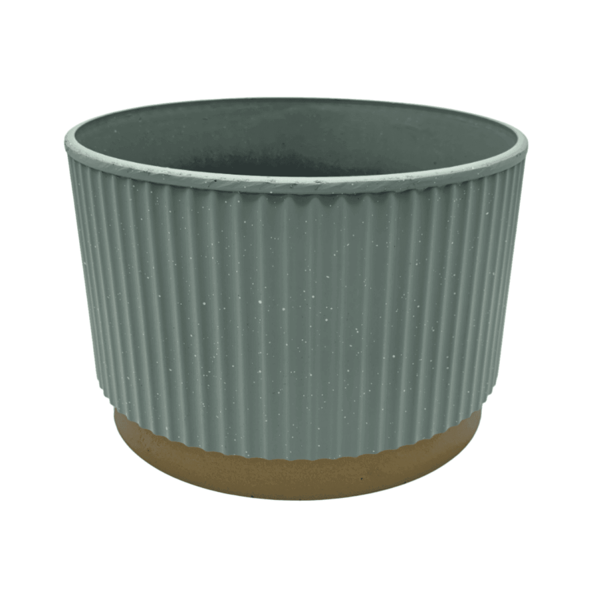 Macetero Plastico Redondo Bajo Premium Verde Base Dorado - Fliperex