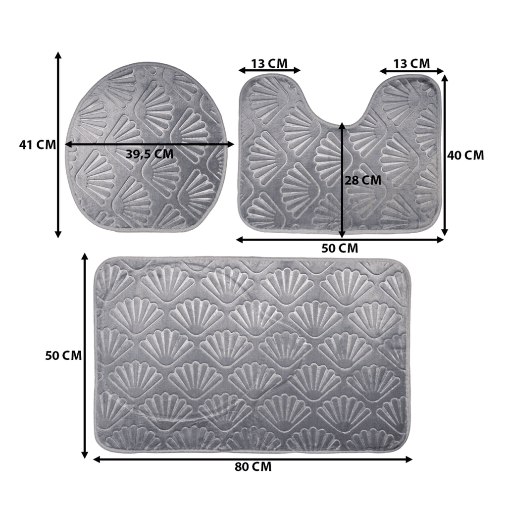 Conjunto De 3 Alfombra De Baño Suaves Absorventes Diseño Mar - Fliperex