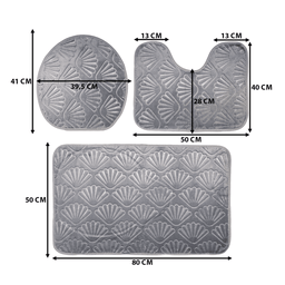 Conjunto De 3 Alfombra De Baño Suaves Absorventes Diseño Mar - Fliperex