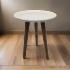 Mesa De Centro Redonda Blanca Mesa Lateral Auxiliar Living - Fliperex