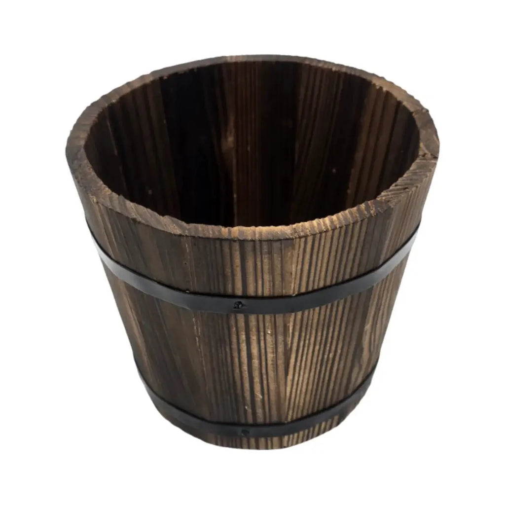 Macetero De Madera Tipo Barril Para Jardin Terraza Planta M