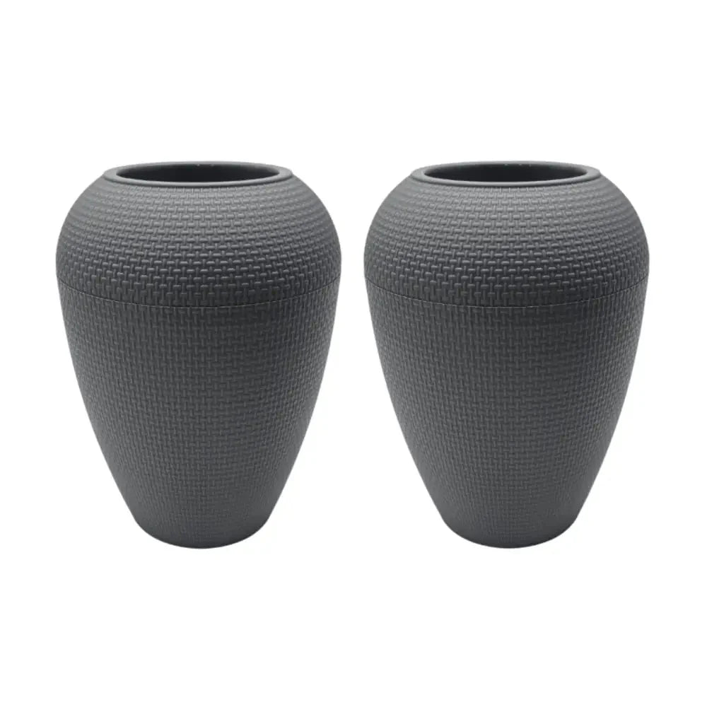 Set 2 Maceteros Plastico Redondo Ovalado Moderno Textura M - Fliperex