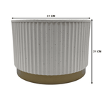 Macetero Plastico Redondo Bajo Premium Blanco Base Dorado - Fliperex