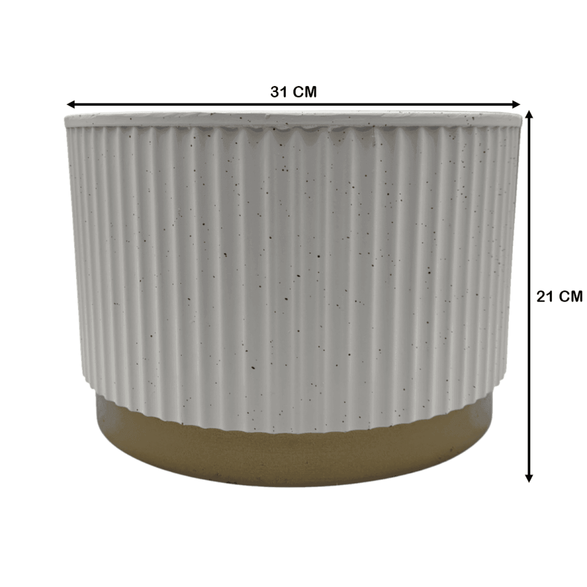 Macetero Plastico Redondo Bajo Premium Blanco Base Dorado - Fliperex