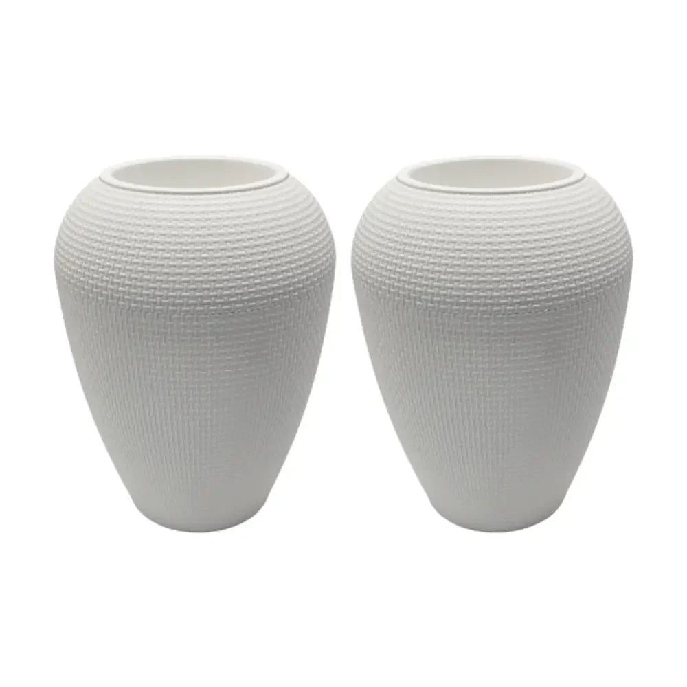 Set 2 Maceteros Plastico Redondo Ovalado Moderno Textura M - Fliperex