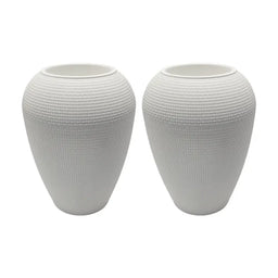 Set 2 Maceteros Plastico Redondo Ovalado Moderno Textura M - Fliperex