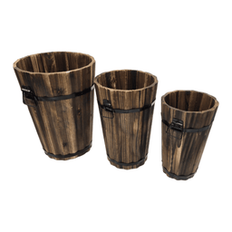 Macetero De Madera Tipo Barril Alargado Jardin Terraza S - Fliperex