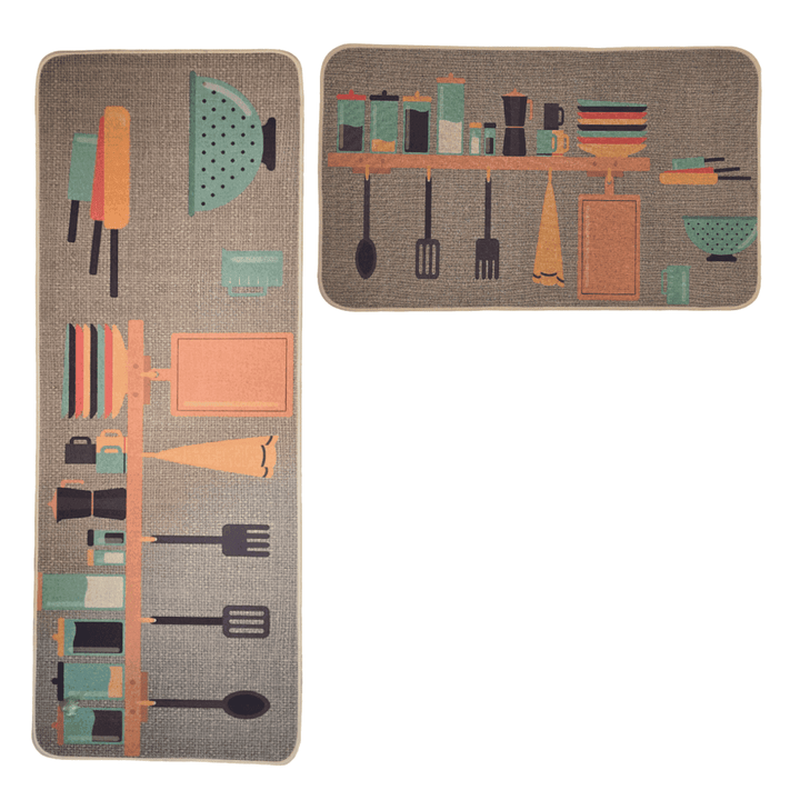 Set 2 Alfombras De Cocina Goma Antideslizante Diseño Cocina - vista 2