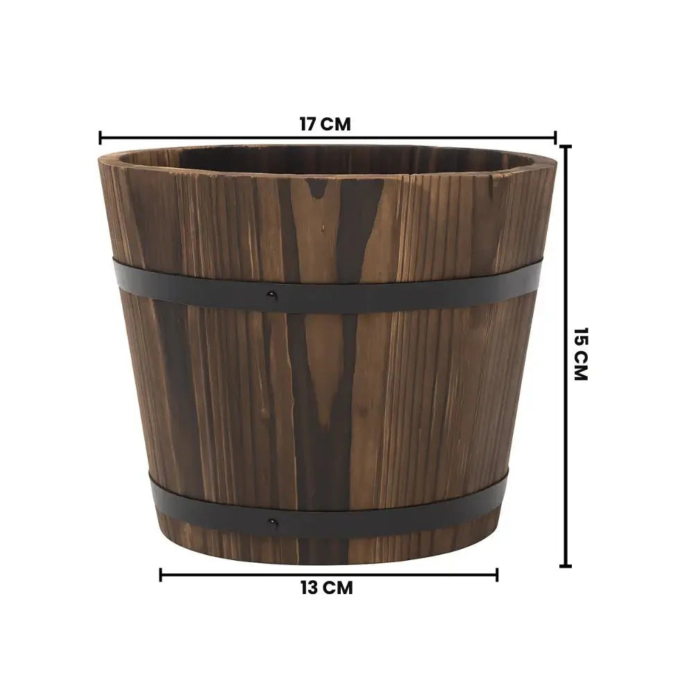 Macetero De Madera Tipo Barril Para Jardin Terraza Planta S