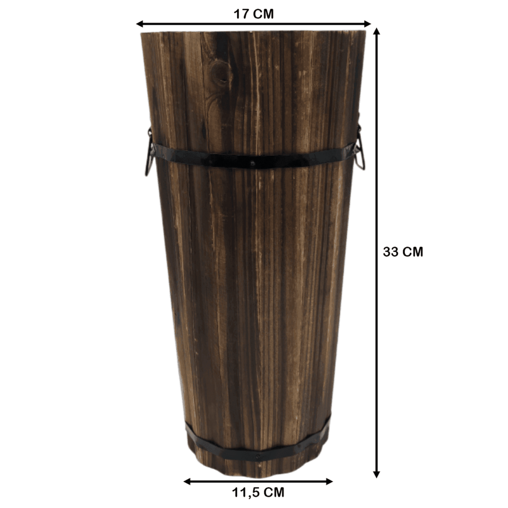 Macetero De Madera Tipo Barril Largo Bajo Jardin Terraza S - Fliperex